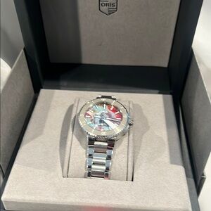 Oris Stainless Steel Watch with Iridescent Multicolor Dial